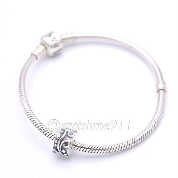 Authentic PANDORA Tendril Blue CZ Clip - 790380CZB - Picture 5 of 12